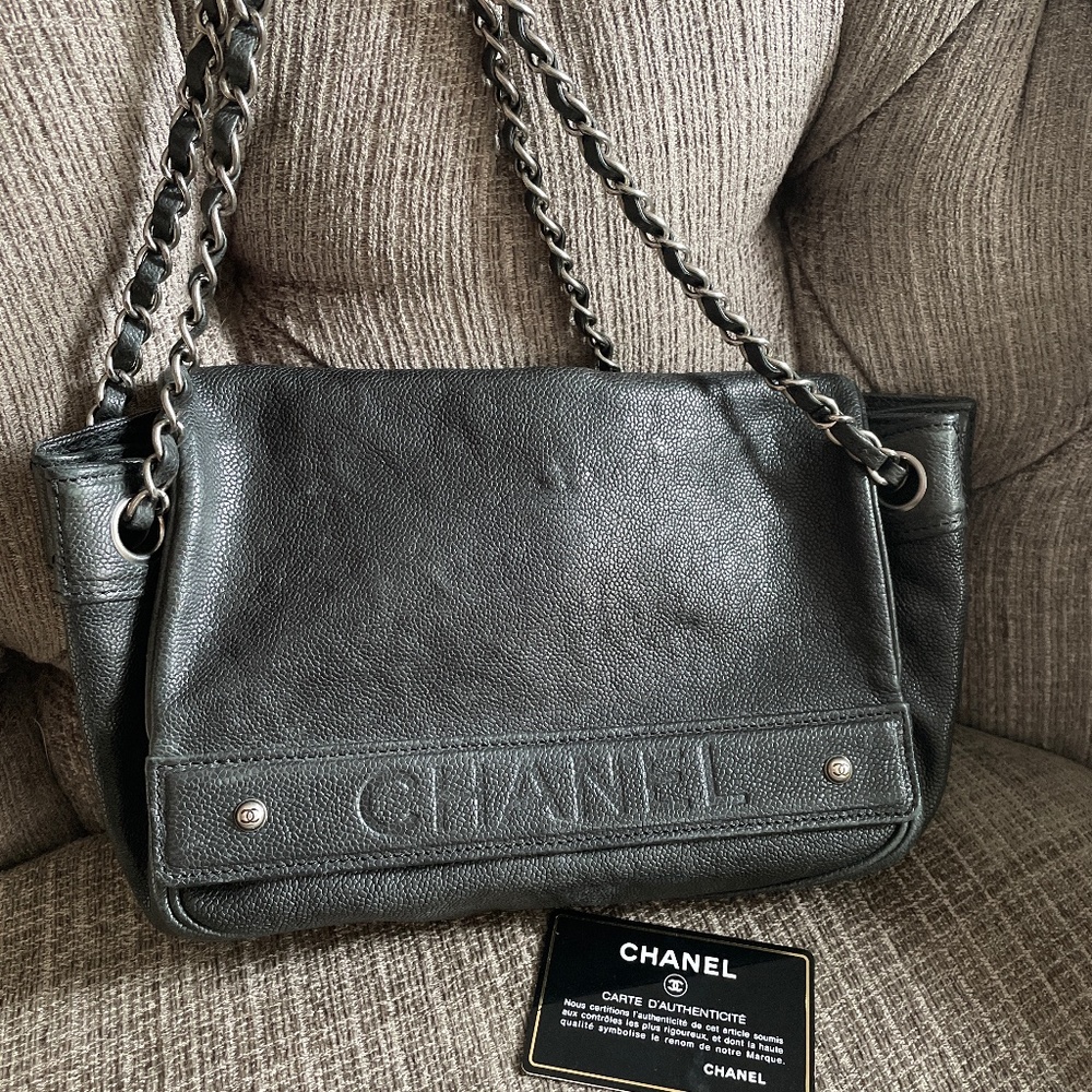 Black Leather Chanel purse